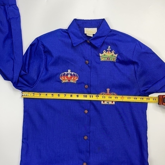 Vintage Jordana Royal Crown Button Down Long Sleeve Blouse Small - Picture 7 of 13